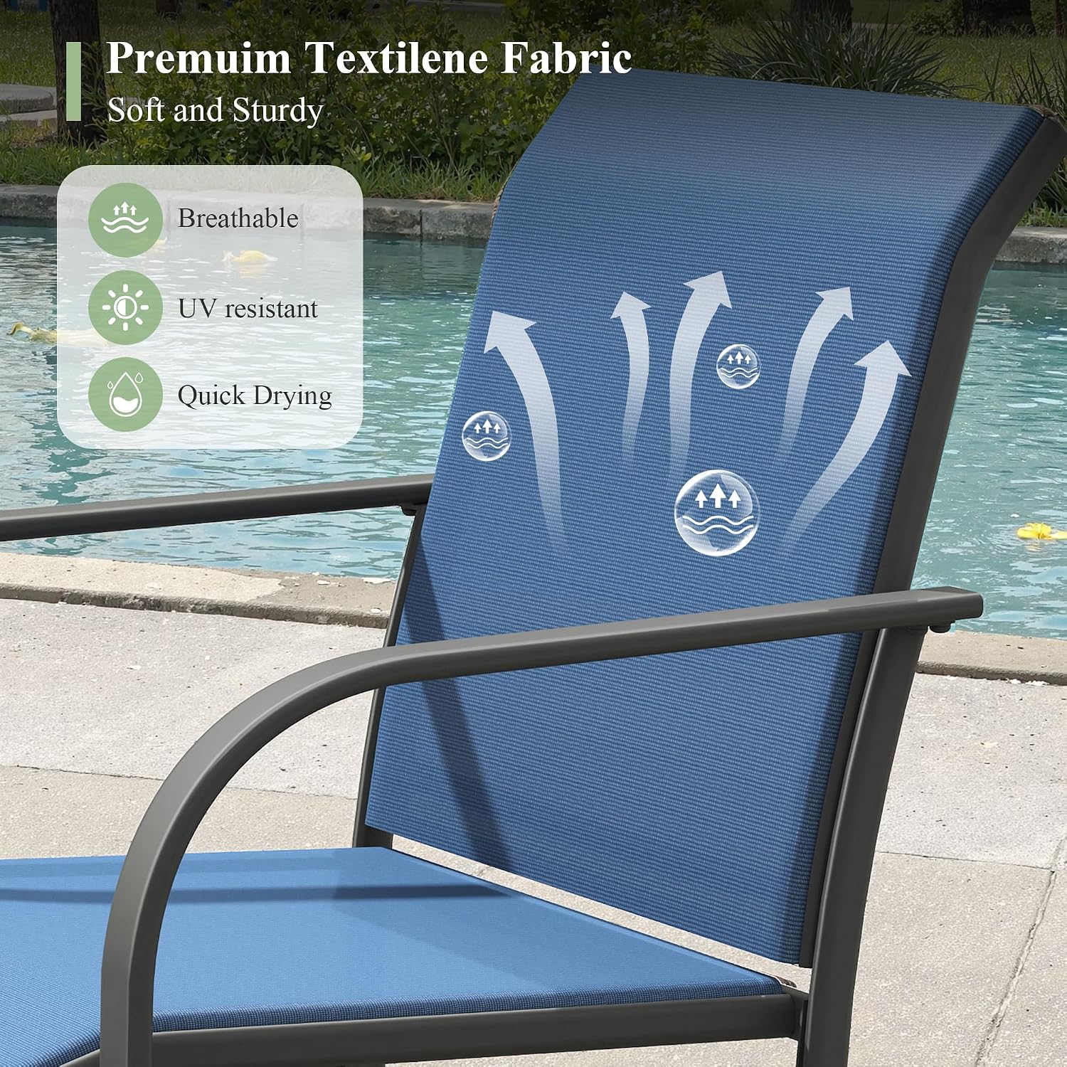 Dark Blue Stackable Patio Chairs Set of 2