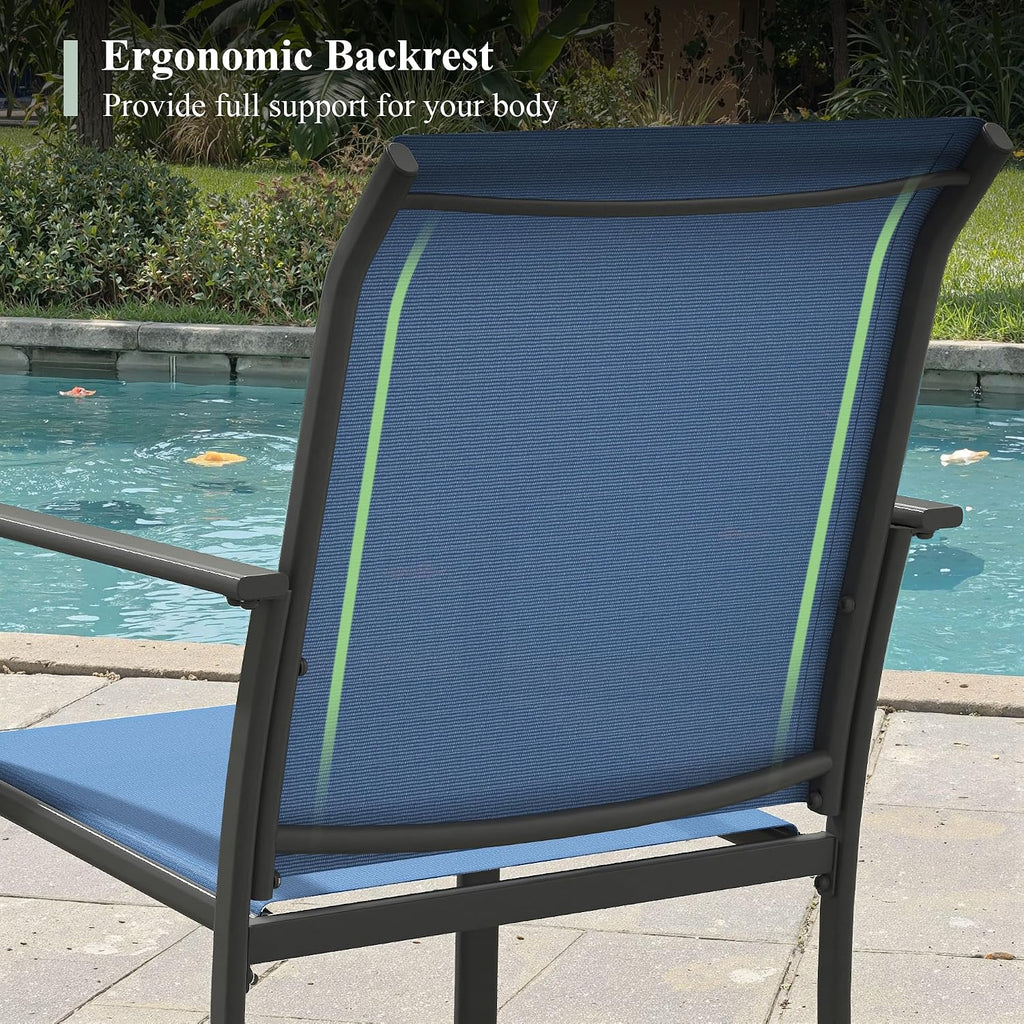 Dark Blue Stackable Patio Chairs Set of 2