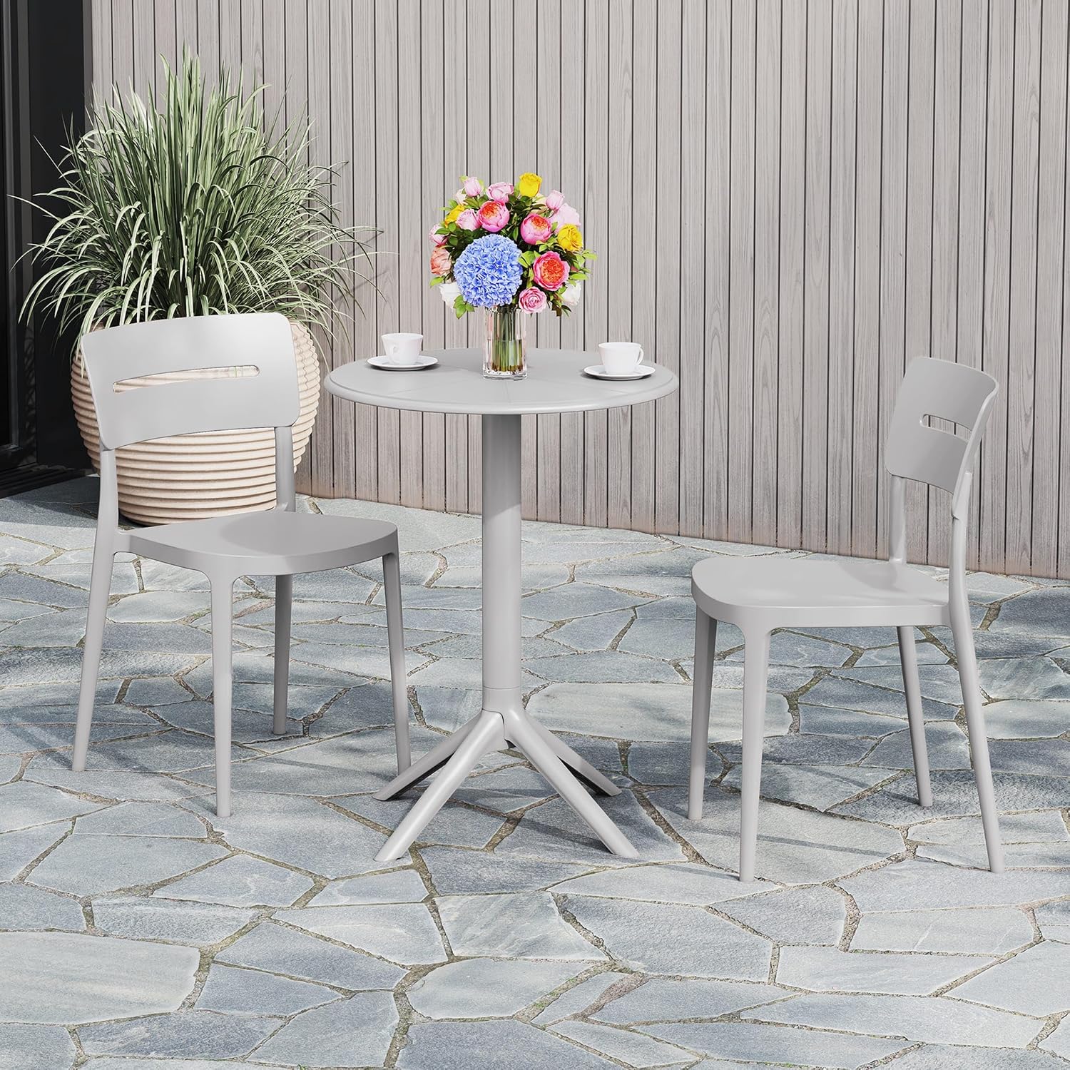 Gray 3-Piece Resin Patio Bistro Set