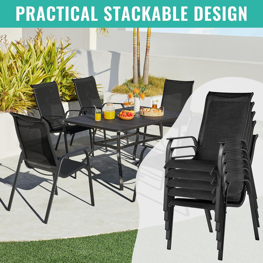Black Stackable Patio Chairs Set of 2