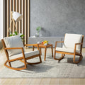 3-Piece Wood Patio Bistro Set, 400lbs Rocking Chairs