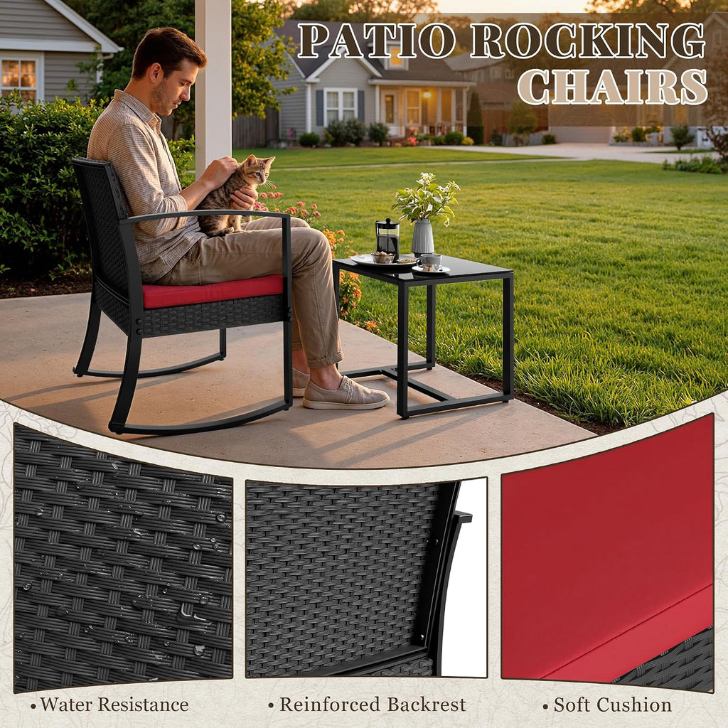 Red 3-Piece Rocking Bistro Set