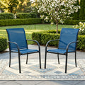 Dark Blue Stackable Patio Chairs Set of 2