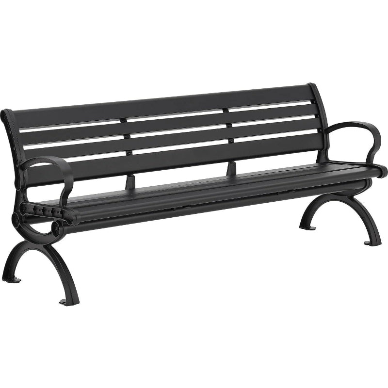6' Park Bench with Backrest & Horizontal Slats