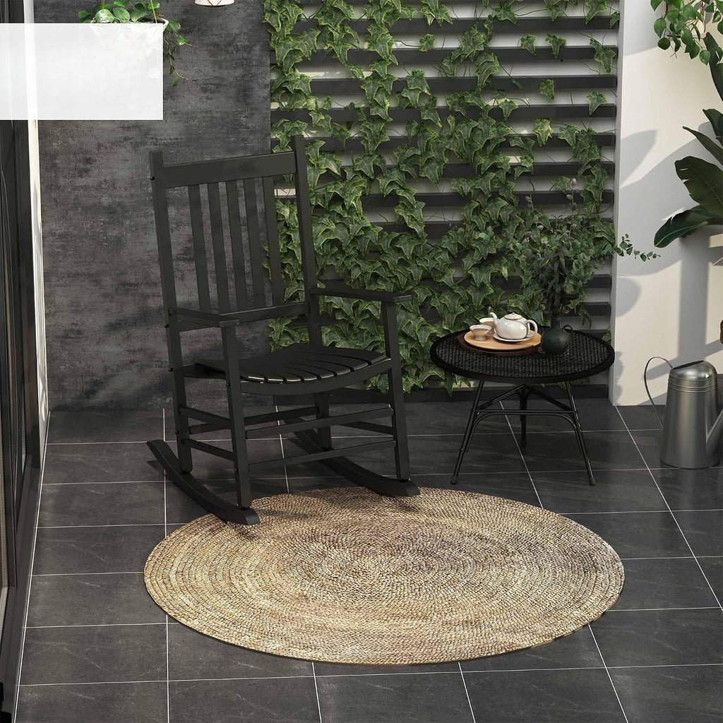 Black Wooden Outdoor Rocking Chair