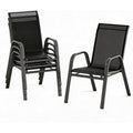 Black Stackable High-Back Patio Chairs Set of 4