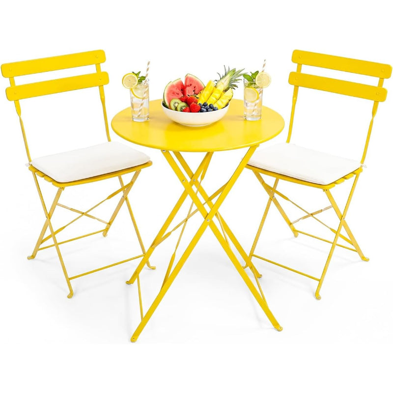 Yellow Cushioned 3-Piece Folding Bistro Set