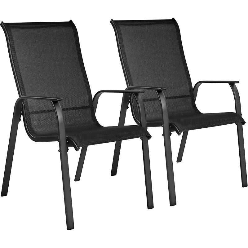 Black Stackable Patio Chairs Set of 2