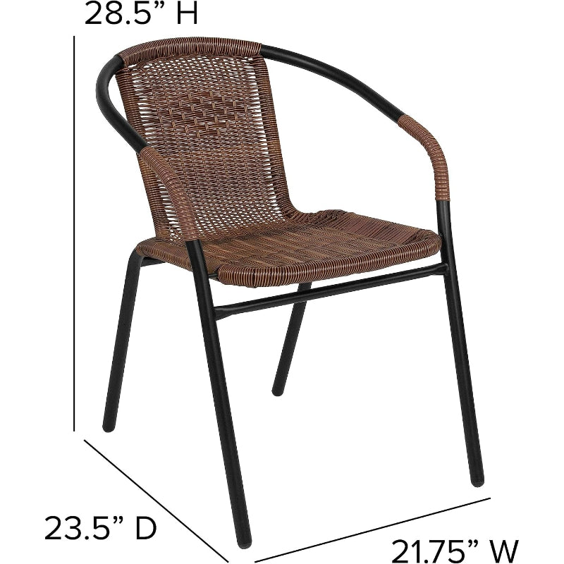 Brown Rattan Stackable Chairs Set of 4