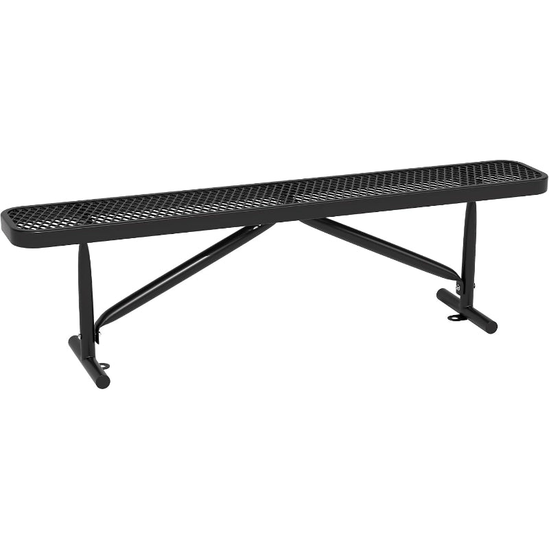 6ft Black Heavy-Duty Metal Park Bench, Portable Frame