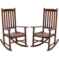 2-Pack Brown Acacia Wood Outdoor Rocking Chairs